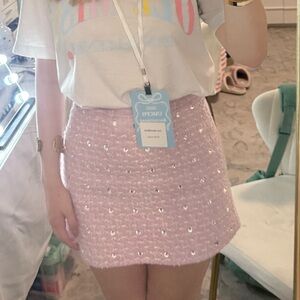 Chic Pink Tweed Mini Skirt